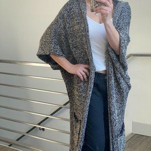 Joe's Jeans Gold and Black Metallic Hooded Long Sweater Coat